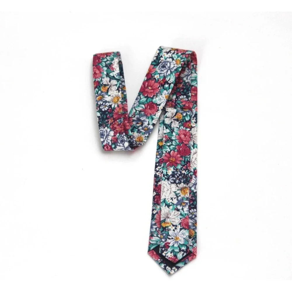 Floral cotton Men's Necktie Skinny 2 1/2W 58L‎